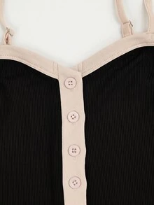 Franclia Premium Contrast Color Button-Front Women's Camisole Camisole, Korean Style Slim Fit Flattering Knit Tank Top Camisole For Outerwear - Multicolor - View 6