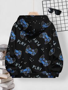 Tween Boy Casual Minimalist Loose Comfortable Long Sleeve Sweatshirt, Suitable For Autumn/Winter, Classic Retro 3D Game Controller Graphic Print - Multicolor - View 3