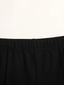 SHEIN Serisse Kids Tween女孩休閒街頭風針織粉色立領拉鍊開衩修身夾克與喇叭褲休閒運動套裝，針織套裝，學院風套裝 - 黑色 - 查看 5