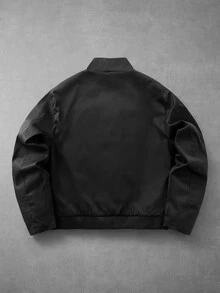 PAVTROS Men's Solid Color Long Sleeve Casual Jacket With Snap Button Placket - Black - View 2