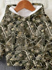 男嬰休閒時尚亮色樹枝葉紋連帽衛衣與運動長褲套裝，2026秋冬款 - 彩色 - 查看 5