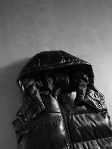 PAVTROS Men's Goth Zipper Pocket Hooded Padded Vest Jacket For New Year's Day - Black - View 5