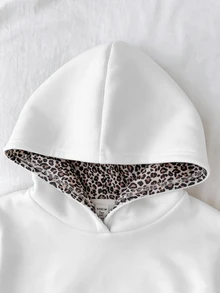 SHEIN 青少年女孩豹紋英文字母寬鬆休閒衛衣/秋季、Y2K、萬聖節、冬季、秋天/白色 - 白色 - 查看 7