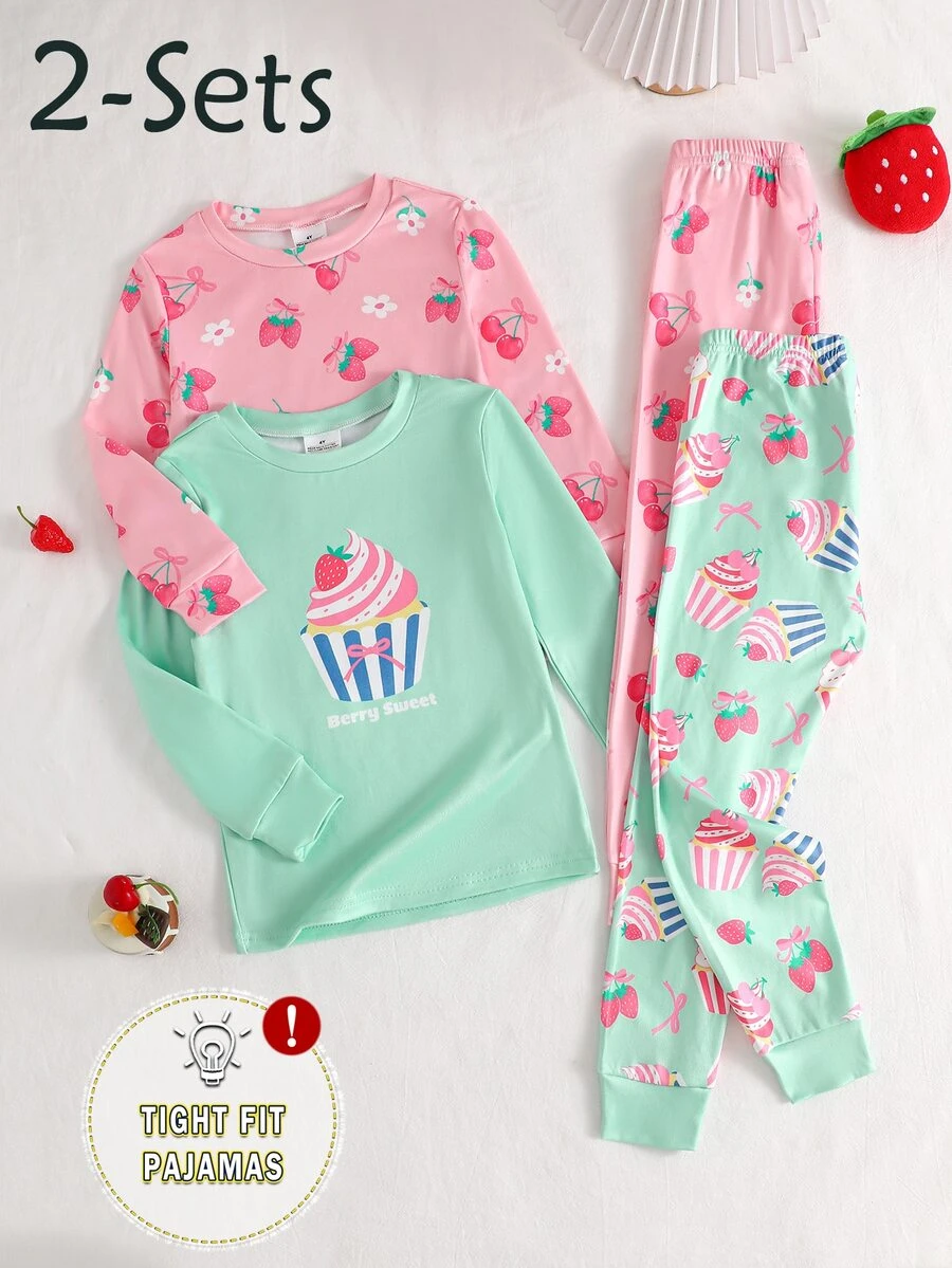 4PCS Young Girls Pajamas - Multicolor - View 1