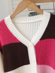 Girls' Autumn/Winter Fashion Pattern Jacquard Knit Cardigan Sweater, Long Sleeve - Multicolor - View 7