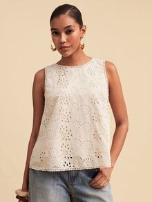 Travachic Women's Hollow Out Casual Versatile Daily Wear Top - Apricot - View 4