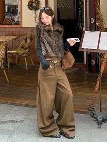 DAZY Women's Solid Color Fashion Versatile Winter Faux Fur Coat - Brown - View 5