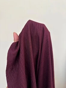 Shapeblank 女款大尺碼紫紅色V領長袖洋裝，時尚休閒寬鬆舒適，適合秋冬穿搭的優雅洋裝 - 中紫紅色 - 查看 7