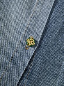 GlowEve CURVE Plus Size Women's Casual Denim Skirt With Pocket And Button Design - Blue - View 4