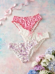 Elorette Plus Size Women's Bowknot Decor Pleated Fashion Panties - Multicolor - View 1