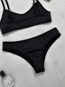 Napfluff Minimalist Black Seamless Bra And Panty Set, Wire-Free Push-Up Lingerie Designed For Women, Lightweight Panties With Adjustable Straps, 2-Piece Set - Black - View 8