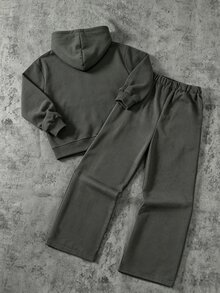 青少年男孩星星印花長袖連帽衛衣與運動長褲休閒套裝 - 彩色 - 查看 2