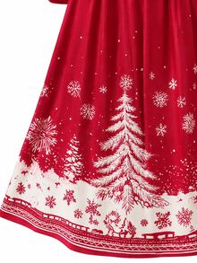 Rometta Plus Size Women's Elegant Christmas Snow Red Long Party Banquet Dress - Merry Berry - View 5
