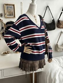 Lalippa Women's Casual Solid Color V-Neck Knit Sweater - Multicolor - View 3