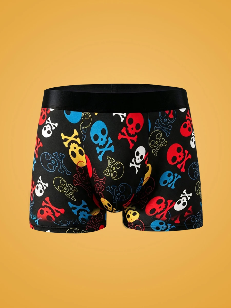 Notgurli Novelty MultiColored Skeleton Skull Cross Bone Men BoxerBriefs, Breathable Comfort Stretch Printed Casual Men Underwear - Multicolor - View 1