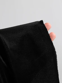 Sweetra Đầm nhung cúp ngực dáng bánh kem khóa kim loại - màu đen - Xem 4