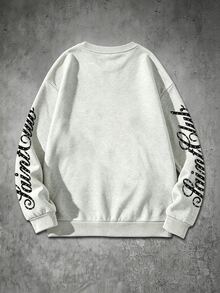 HypeHours Herr sweatshirt med bokstavstryck, rund hals, lång ärm, avslappnad pullover - Multifärgad - Visa 2