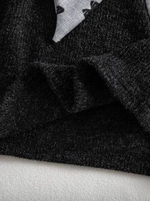 SHEIN Elladie kids 女童刺繡喇叭袖荷葉邊飾T恤與蝴蝶結裝飾百褶迷你裙套裝 - 黑色 - 查看 8