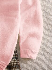 SHEIN 女童可愛小熊圖案針織休閒秋季毛衣 - 粉色 - 查看 4