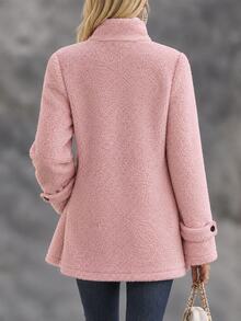 INAWLY Women's Light Pink Plush Long-Sleeve Coat For Autumn And Winter; Suitable For Halloween, Outings, Commuting, And Everyday Wear. - Pink - View 2