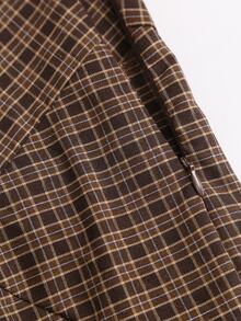 Sweetra Vintage Plaid Asymmetrical Skirt For Vacation - Coffee Brown - View 4