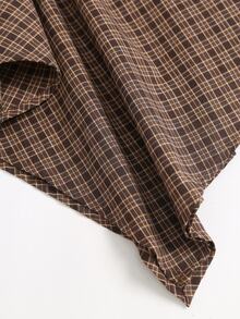 Sweetra Vintage Plaid Asymmetrical Skirt For Vacation - Coffee Brown - View 3