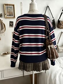 Lalippa Women's Casual Solid Color V-Neck Knit Sweater - Multicolor - View 2