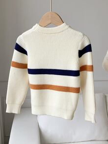 SHEIN 兒童小男孩秋冬毛衣，柔軟舒適學院風學院風校服，適合返校日、職業日、聖誕節、萬聖節、生日 - 彩色 - 查看 2