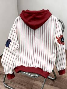 Chillumni Men's Digital Letter Print Contrast Color Zipper Hoodie - Multicolor - View 2