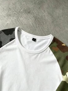 Manfinity EMRG Áo thun cổ tròn dáng rộng chất liệu polyester, tay raglan dài họa tiết camo phối màu tương phản, phong cách streetwear thường ngày - Nhiều màu - Xem 3