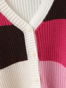 Girls' Autumn/Winter Fashion Pattern Jacquard Knit Cardigan Sweater, Long Sleeve - Multicolor - View 3
