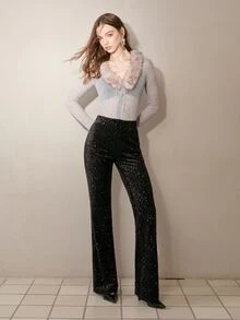 MOTF PREMIUM WOMEN'S ELASTIC WAIST SLIM FIT LONG PANTS - Black - View 1