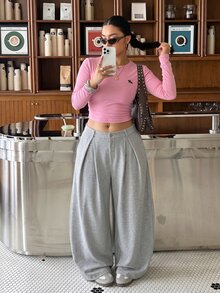 Muchica Women's Plus-Size Solid Color Pleated Casual Pants – Versatile, Everyday Autumn Athletic Trousers Winter - Brown - View 7