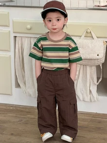 DAZY 男嬰休閒純色街頭風工裝長褲 幼兒 - 咖啡棕 - 查看 4
