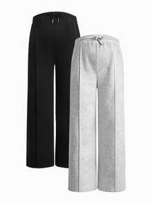 Modmama 2-Pack Maternity Solid Color Drawstring-Waist Straight-Leg Casual Pants Fall - Multicolor - View 7