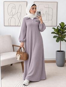 Solavon بلوزة رياضية من الدنيم بأكمام طويلة للنساء ذوات الأحجام الكبيرة للارتداء اليومي - الأرجواني - مشاهدة 1