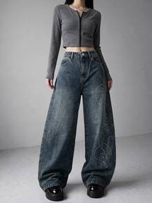 FRIFUL Women's Fashion Rhinestone Button Pocket Denim Jeans Fall - Blue - View 6