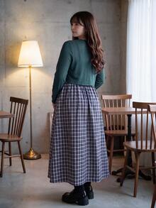Bijouette Plus Size Korean Style Plaid Cami Dress With Lace-Up Long Sleeve Cardigan 2 Pieces Set Fall - Navy Blue - View 9