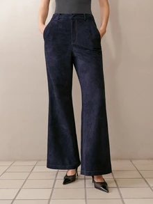 MOTF PREMIUM WOMEN'S COMMUTER ROYAL BLUE SUEDE WIDE LEG LOOSE FIT LONG PANTS - Royal Blue - View 7