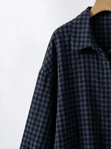 SHEIN LUNE Plus Plaid Print Drop Shoulder Shirt With Bag Fall - Multicolor - View 6