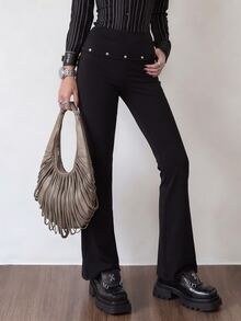 Oceva Women's Solid Color Casual Versatile Everyday Long Pants - Black - View 3