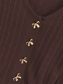 GlowEve CURVE Plus Size Women's Solid Color Casual Versatile Daily Wear Cardigan - Coffee Brown - View 7