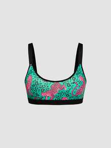 Chillnights Young Colorblock Leopard Print Webbing 2pcs/Set Women's Bra - Multicolor - View 6