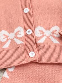 SHEIN Baby GirlSweater Set, Stylish & Cute Lace‑Collared Floral Top With Pants - Dusty Pink - View 7