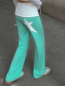 K-Vae Women's Fashion Star Print Casual Long Pants - Limelight Green - View 7