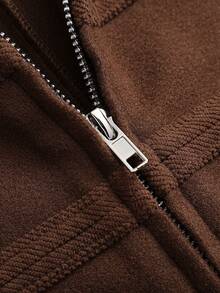 Yalmera Women's Autumn/Winter Solid Color Double-Breasted Zipper Placket Napoleon Overcoat - Brown - View 3