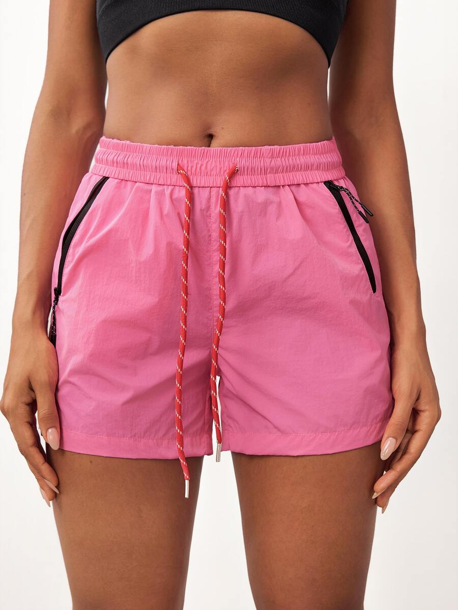 Costa Lumi Women's Outdoor Sports Shorts, Fashionable Versatile, Suitable For Sports, Daily Wear And Fitness, Zipper Pocket Design - Hot Pink - View 1