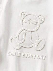 Manfinity Joysei White Standard Size Men's Loose Drop Shoulder Thick Pullover Sweatshirt, 3D Teddy Bear Graphic Design - White - View 2