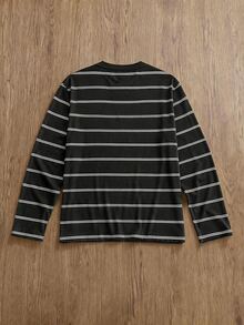 Manfinity Joysei Standard Size Men's Long Sleeve T-Shirt, "So What" Letter Patch Design, Casual Versatile - Black - View 3