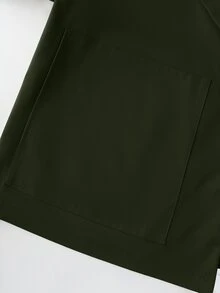 GlowEve CURVE Plus Size Women Roll Tab Sleeve Loose Casual Jacket, Solid Color, Versatile For Daily, Work Commute, Autumn/Winter Fall - Green - View 5